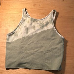 Green and White Athleta Ribbed Crop Tank- Small